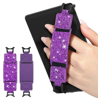 MoKo 2 Pack Hand Strap for 6-8" Kindle eReaders Tablets, Deep/Shiny Purple - color: Deep Purple+Glitter Purple