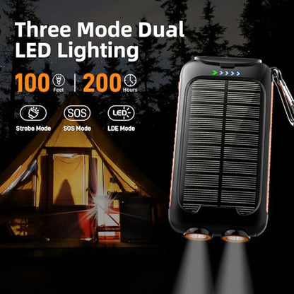 Nuynix 49800mAh Solar Power Bank with 15W Fast Charging & USB Charging - color: Orange