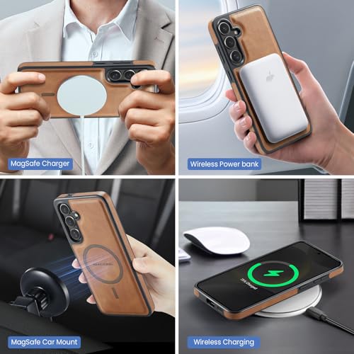 for Samsung Galaxy S26 2 in 1 Detachable Card Bag Wallet Case Durable Leather Wallets Magnetic Card Holder 4 Card Slots Ring Stand RFID Blocking Brown - color: Brown, size: Samsung Galaxy S26