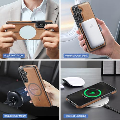 for Samsung Galaxy S26 2 in 1 Detachable Card Bag Wallet Case Durable Leather Wallets Magnetic Card Holder 4 Card Slots Ring Stand RFID Blocking Brown - color: Brown, size: Samsung Galaxy S26