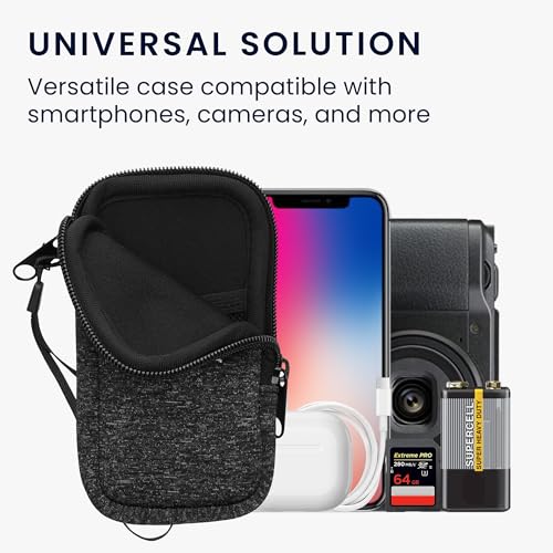 kwmobile Universal Phone Pouch Size XS - 3,5/4" - Neoprene Smartphone Pouch with Zip - Water-Repellent Mobile Phone Case - Sleeve in Anthracite/White - color: anthracite / white, size: XS - 3.5/4"