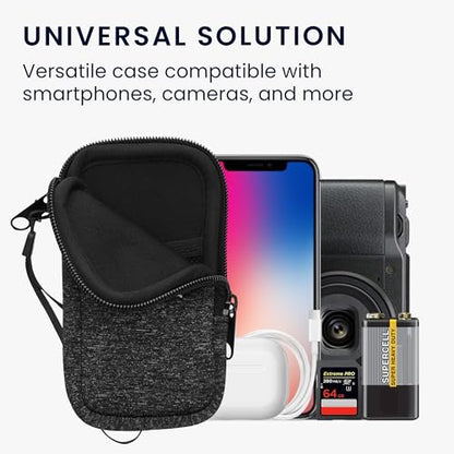 kwmobile Universal Phone Pouch Size XS - 3,5/4" - Neoprene Smartphone Pouch with Zip - Water-Repellent Mobile Phone Case - Sleeve in Anthracite/White - color: anthracite / white, size: XS - 3.5/4"