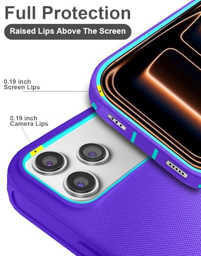 for iPhone 17 Pro Max Case with 2 Camera Lens Protector & 2 Screen Protector, Heavy Duty Full Body Protective Phone Case 6.9" (Purple Blue) - color: 17 Pro Max-PurpleBlue
