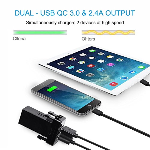 Dual USB Port Charger Socket Quick Charge 3.0 & 2.4A for Toyota - color: QC 3.0 & 2.4A - 1.57*0.87 inch