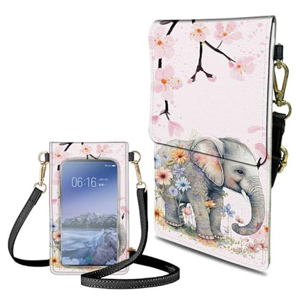 Small Crossbody Bags with Adjustable Shoulder Strap - color: Flower Elephant