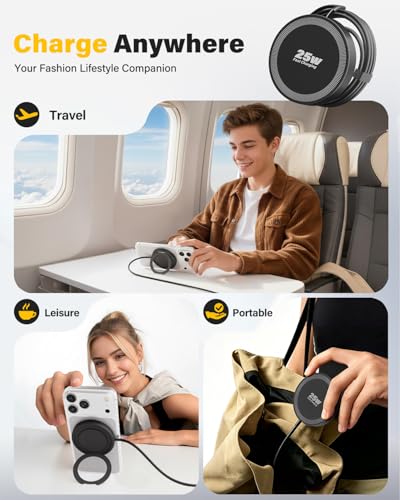 2Pack Magnetic Wireless iPhone Charger Fast Phone Charger with Stand, 6FT 25W Fast Phone Charging Pad Wireless Magnetic Charge for iPhone 17/17Air/16 Pro Max/16 Plus/15 Pro Max/AirPods3/2/Pro Black - color: Black, size: 6ft-2PK