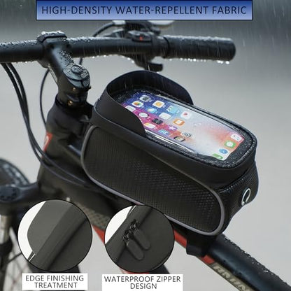 Waterproof Bike Phone Bag – Touchscreen Frame Bag for Phones up to 7 Inches, Reflective Strips, Earphone Hole, Easy Install for Cyclists Who Demand Performance