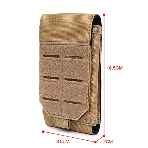 Universal Tactical Molle Phone Pouch Cellphone Holder | Mobile Holster Belt Smartphone Pouch for iPhone 17 Pro Max/Air/17 Pro/ iphone17/16 /15 /14 /13/12 Pro Max/iphone 16/15/14Plus - color: TAN