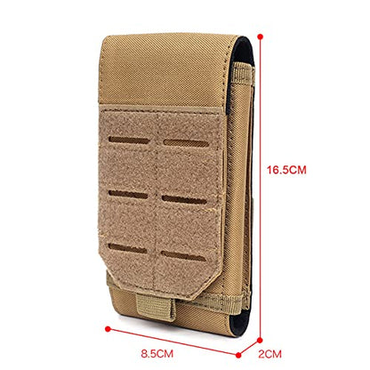 Universal Tactical Molle Phone Pouch Cellphone Holder | Mobile Holster Belt Smartphone Pouch for iPhone 17 Pro Max/Air/17 Pro/ iphone17/16 /15 /14 /13/12 Pro Max/iphone 16/15/14Plus - color: TAN