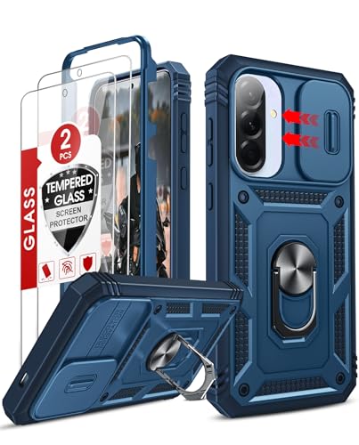 LeYi for Samsung A57 Case: A57 Samsung Phone Case with 2 PCS Glass Screen Protector, Slide Camera Cover Military-Grade Protection Cobertor para Telefono Andorid Unlocked Cell A57 256GB 2026, Blue - color: Blue, size: Galaxy A57 (6.7'')