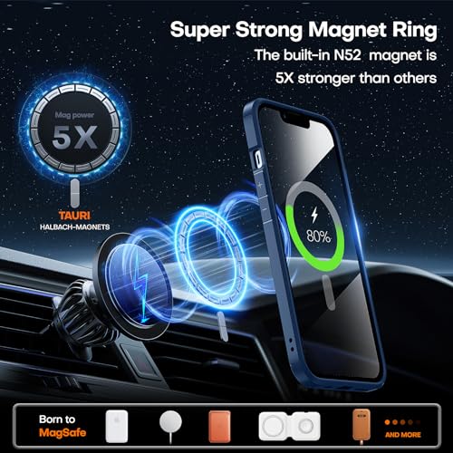 TAURI 3 in 1 Magnetic for iPhone 13 Pro Case, with 2X Screen Protector, 10 FT Drop Protection, Compatible with Magsafe Case for iPhone 13 Pro Phone Case 6.1 inch - Blue - color: B-Magnetic Blue