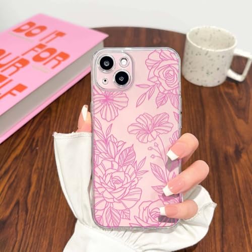 NITITOP Compatible for iPhone 17 Case Cute Clear Floral Flower - Pink | for Girls Women , Girly , Aesthetic , Soft TPU , Full Camera Lens , Protective , Shockproof Phone Cover - color: Pink