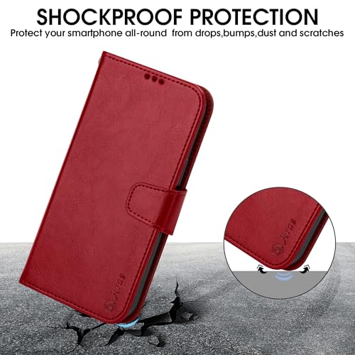 Arae Compatible with iPhone 15 Pro Max Case with Card Holder and Wrist Strap Wallet Flip Cover for iPhone 15 Pro Max 6.7 inch,Wine Red - color: Wine Red, size: iPhone 15 Pro Max 6.7 inch