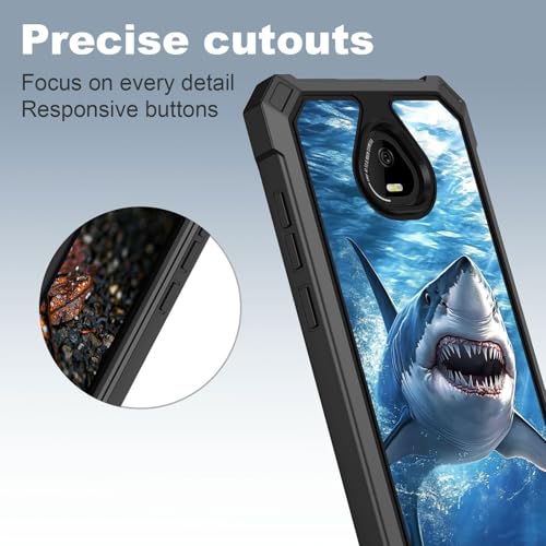 for Schok Volt Sv67q Sv67332 Case with Screen Protector, Military Grade Drop Protection, Dual Layer Hybrid Shockproof Protection TPU Phone Case for Schok Volt Sv67q, Shark - color: Shark