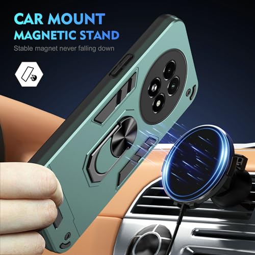 Compatible with Realme 13 5G/Realme 12 Phone Case Cover Built-in Stand Shockproof and Drop-Proof [with Tempered Glass Screen Protector] Green - color: HY-GZS-green, size: Realme 13 5G/Realme 12