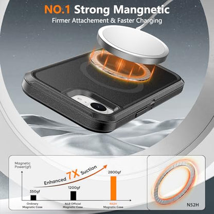 TUTUKII Magnetic for iPhone 16e/17e Case with Belt Clip Holster (Black) | MagSafe Compatible, Heavy-Duty Military-Grade Drop Protection, 3-Layer Rugged Shockproof Protective Cover 6.1-Inch - size: iPhone 16e &17e 6.1"