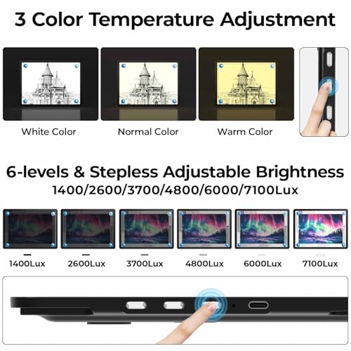 Heanolier Rechargeable A4 Light Board with Stand, 7100Lux Super Bright Magnetic Light Pad with Side Buttons, Wireless Light Box for Tracing, LED Light Table for Diamond Painting,Sketching,Drawing - size: A4 with Stand