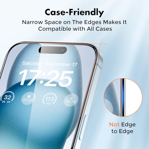 UNBREAKcable 4-Pack iPhone 15 Screen Protector, 9H Hardness | 9H tempered glass | 99.99% HD clarity | Double Shatterproof|alignment frame easy install | case-friendly - size: iPhone 15