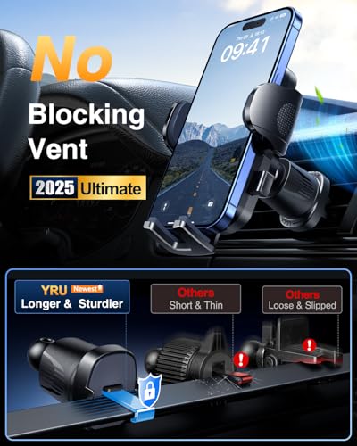 YRU True Military-Grade [360° Rotation Suction] 2026 Ultimate Car Phone Holder Mount 【90+LBS Safest Strongest & Patent Certs】 Dashboard Windshield Vent for iPhone 18 Pro Max Samsung Webcam, Royal Blue - color: Royal Blue