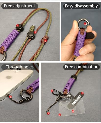 Phone Lanyard Crossbody, Anti Theft Phone Strap Adjustable Neck - color: Coffee Green
