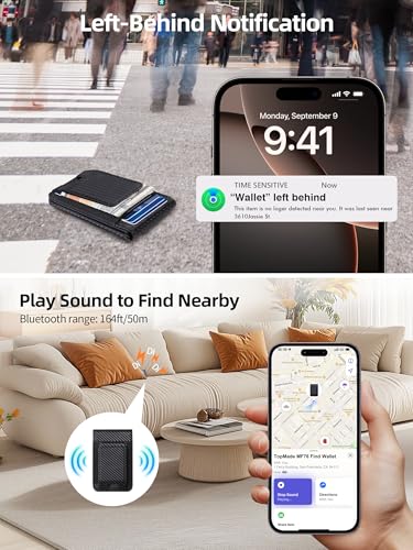 for MagSafe Wallet with Money Clip, Works with Apple Find My, Carbon Fiber - color: Carbon Fiber Find My