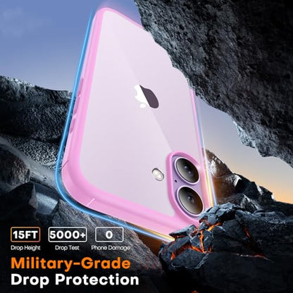 TAURI for iPhone 17 Case, Anti-Yellowing with Screen Protector, Military-Grade Protection Shockproof Slim Phone Case for iPhone 17, Pink - color: E-Pink