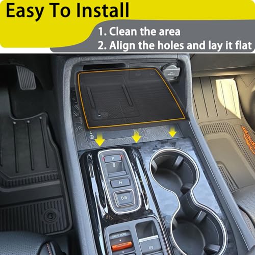 Center Console Silicone Mat Fit for Honda Pilot Accessories 2023-2026 - color: Orange