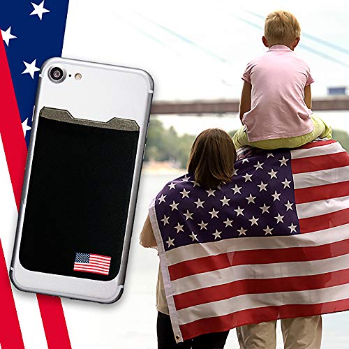 Phone Wallet - Adhesive Card Holder - Cell Phone Pouch - Stick on Lycra Pocket by Gecko - Carry Credit Cards and Cash - color: USA FLAG