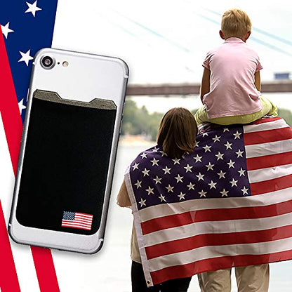 Phone Wallet - Adhesive Card Holder - Cell Phone Pouch - Stick on Lycra Pocket by Gecko - Carry Credit Cards and Cash - color: USA FLAG