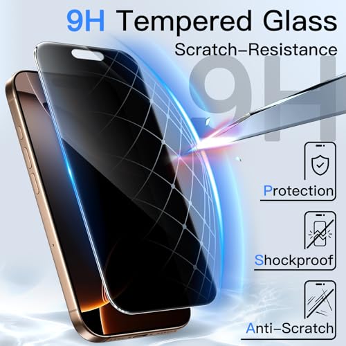 JETech 360° Privacy Screen Protector for iPhone 16 Pro Max, 2-Pack - size: iPhone 16 Pro Max