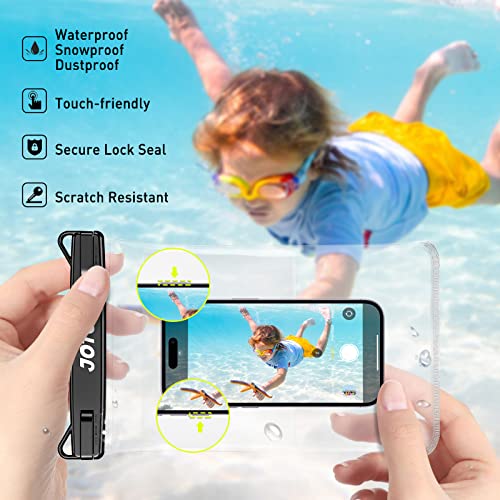 JOTO 2 Pack Large Waterproof Phone Pouch Bag, IPX8 Big Underwater Dry Bag with Lanyard for iPhone 17 Air 16 15 14 Plus Pro Max, Galaxy S24 S23 Ultra, Airpods Cash Credit Card Essentials -Black - color: Black