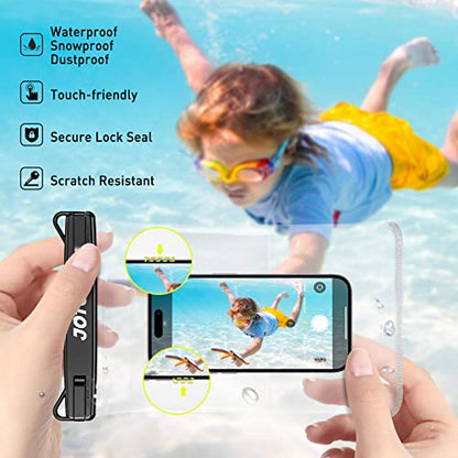 JOTO 2 Pack Large Waterproof Phone Pouch Bag, IPX8 Big Underwater Dry Bag with Lanyard for iPhone 17 Air 16 15 14 Plus Pro Max, Galaxy S24 S23 Ultra, Airpods Cash Credit Card Essentials -Black - color: Black
