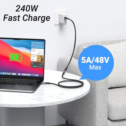 USB C Extension Cable 240W 3.3FT, 2 Packs, 40G Data Transfer - size: 3 ft