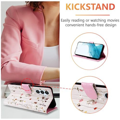 UEEBAI Wallet Case for Samsung Galaxy S23 5G, PU Leather Phone Case Kickstand RFID Blocking Flip Case with Card Slots Wrist Strap Relief Engraved Pattern Magnetic Closure Folio Case - Vine - color: Vine, size: Samsung Galaxy S23 5G