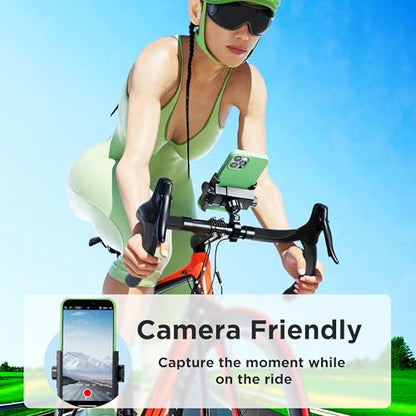 Bike Phone Mount Holder No Block Camera Motorcycle Cell Phone Holder Quick Lock 360° Rotate for iPhone 16 Pro Max for Samsung S25 Ultra 5.4''-7.2'' Smartphone