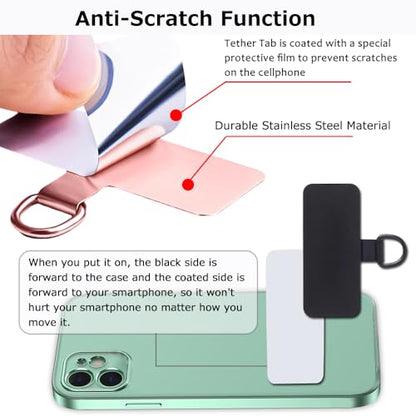 Phone Tether Tab 2pcs,0.2mm Ultra-thin Phone Metal Patch,Universal Phone Lanyard Patch for most phone (D) - color: D