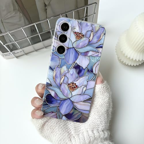 for Samsung Galaxy S23 Plus Case, Purple Lotus Flower | Cute Floral Flowers Clear Aesthetic Pattern Case for Women Girls,Slim Soft Shockproof Cover for S23 Plus - color: Purple Lotus Flower, size: for Samsung Galaxy S23 Plus