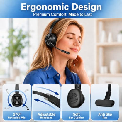 Trucker Bluetooth Headset, Wireless Headset with Microphone