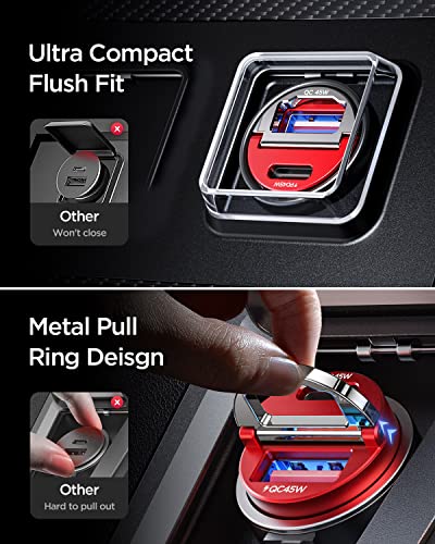 MRGLAS 90W USB C Car Charger Fast Charge, Flush Fit,Extra 3.3ft USB C Cable - color: Red, size: 90W