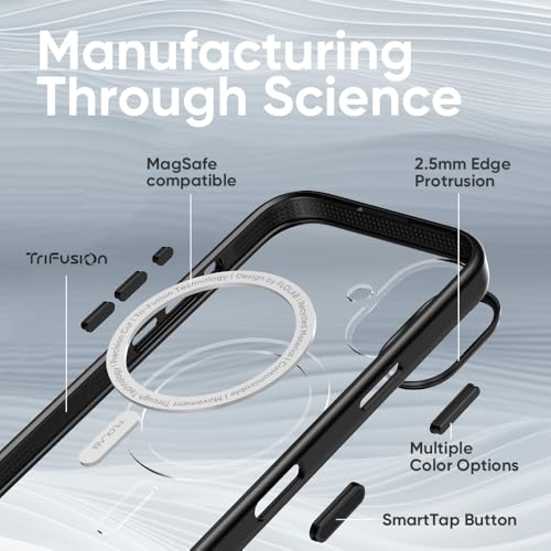 FLOLAB Surtect Tri-Fusion Magnetic for iPhone 17 Case Protective Slim Design Magsafe Compatible Military Grade - Black Clear - color: Black Clear, size: iPhone 17