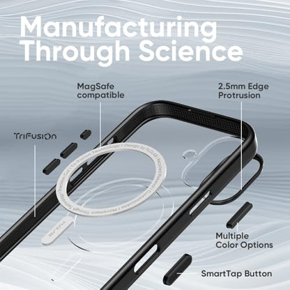 FLOLAB Surtect Tri-Fusion Magnetic for iPhone 17 Case Protective Slim Design Magsafe Compatible Military Grade - Black Clear - color: Black Clear, size: iPhone 17