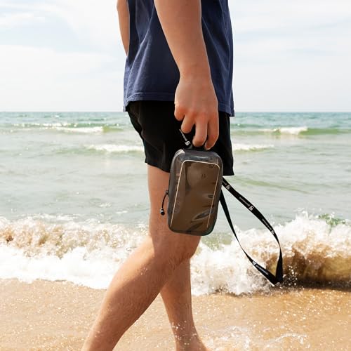 geckobrands Waterproof Phone Pouch Plus – Universal Fit, Touchscreen Friendly with Card Sleeve & Lanyard IPX7 Rated Gray