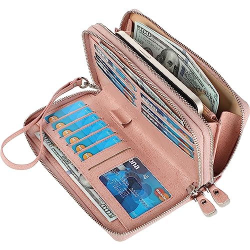Small Compact Women Wallet RFID Blocking Genuine Leather Bifold Purse with ID Windows - color: 2-waxed Dark Pink, size: One Size