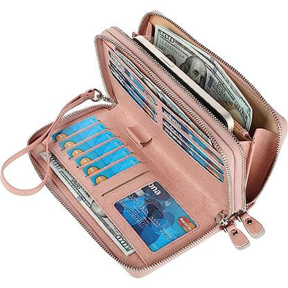 Small Compact Women Wallet RFID Blocking Genuine Leather Bifold Purse with ID Windows - color: 2-waxed Dark Pink, size: One Size