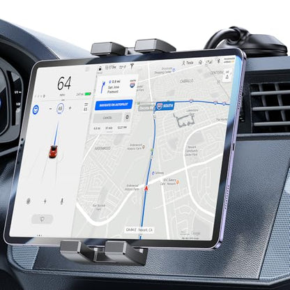 Coolpow Tablet Car Mount for iPad Truck Holder【Windshield+Dash】 Strong Suction Cup Tablet Holder for car with Gooseneck Long Arm Extension for All 4.7"-12.9" Apple iPad Samsung Galaxy Tab