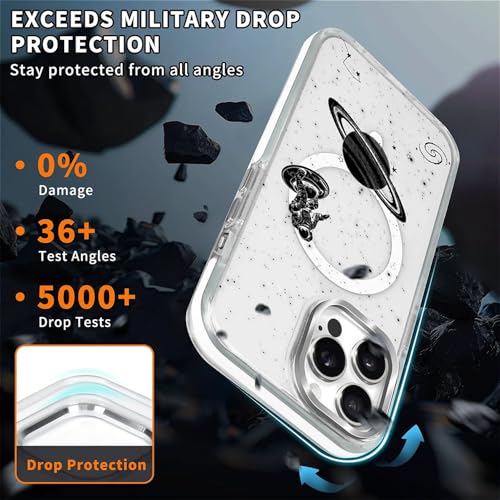 Magnetic Case for iPhone 14 Pro Design On Clear Base, Compatible with MagSafe, Slim Protective Soft TPU Bumper Phone Cover Women Girls Case Astronaut Galaxy Earth Cycling - color: Astronaut Galaxy Earth Cycling, size: iPhone 14 Pro