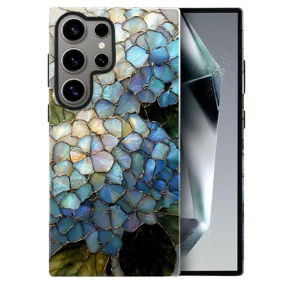 Compatible with Samsung Galaxy S24 Ultra Case,Glossy Case All-Round Protection Shockproof Anti-Scratches TPU Cover,Cases for Man Woman-Hydrangeas Bush Stained Glass - color: Hydrangeas Bush Stained Glass, size: Galaxy S24 Ultra