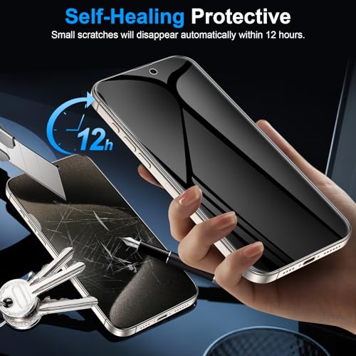 LYWHL 2 Pack for iPhone 15 Pro Max Privacy Screen Protector [Like Original Touch Sensitivity], Anti-Spy Private iPhone 15 Pro Max Film [Non-Glass], Case Friendly, Scratch-Resistant, Self-Healing - size: 6.7 inch - iPhone 15 Pro Max