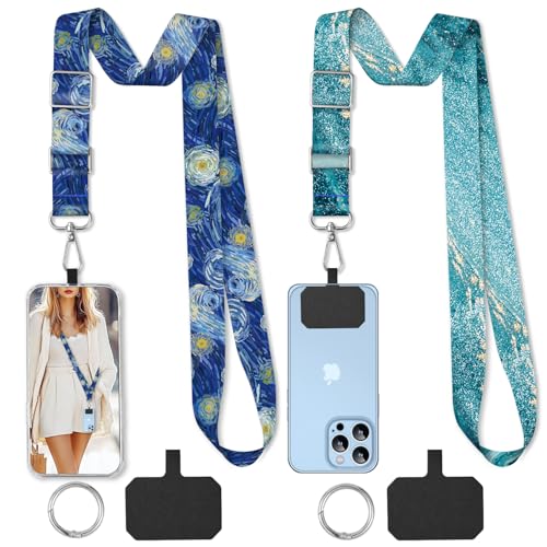 2 Pack Phone Lanyard Cell Phone Lanyard Crossbody Adjustable Phone Strap for Use Around the Neck Cell Phone Lanyard - color: Blue Ocean
