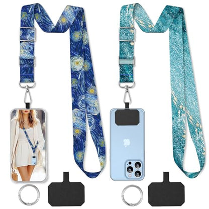 2 Pack Phone Lanyard Cell Phone Lanyard Crossbody Adjustable Phone Strap for Use Around the Neck Cell Phone Lanyard - color: Blue Ocean